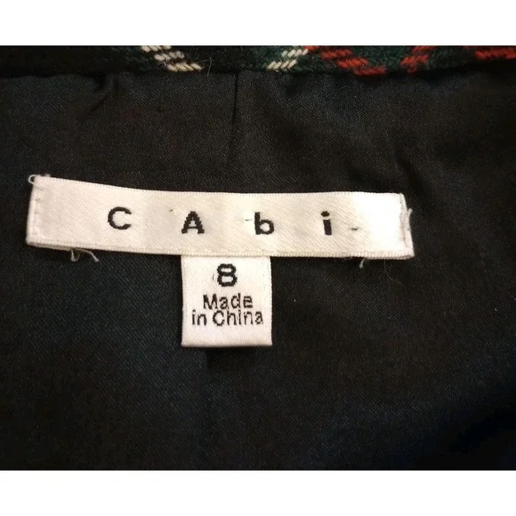 Cabi Manhattan Tartan Plaid Double Breasted Wool Blend Peacoat Preppy Size 8 - Picture 3 of 5